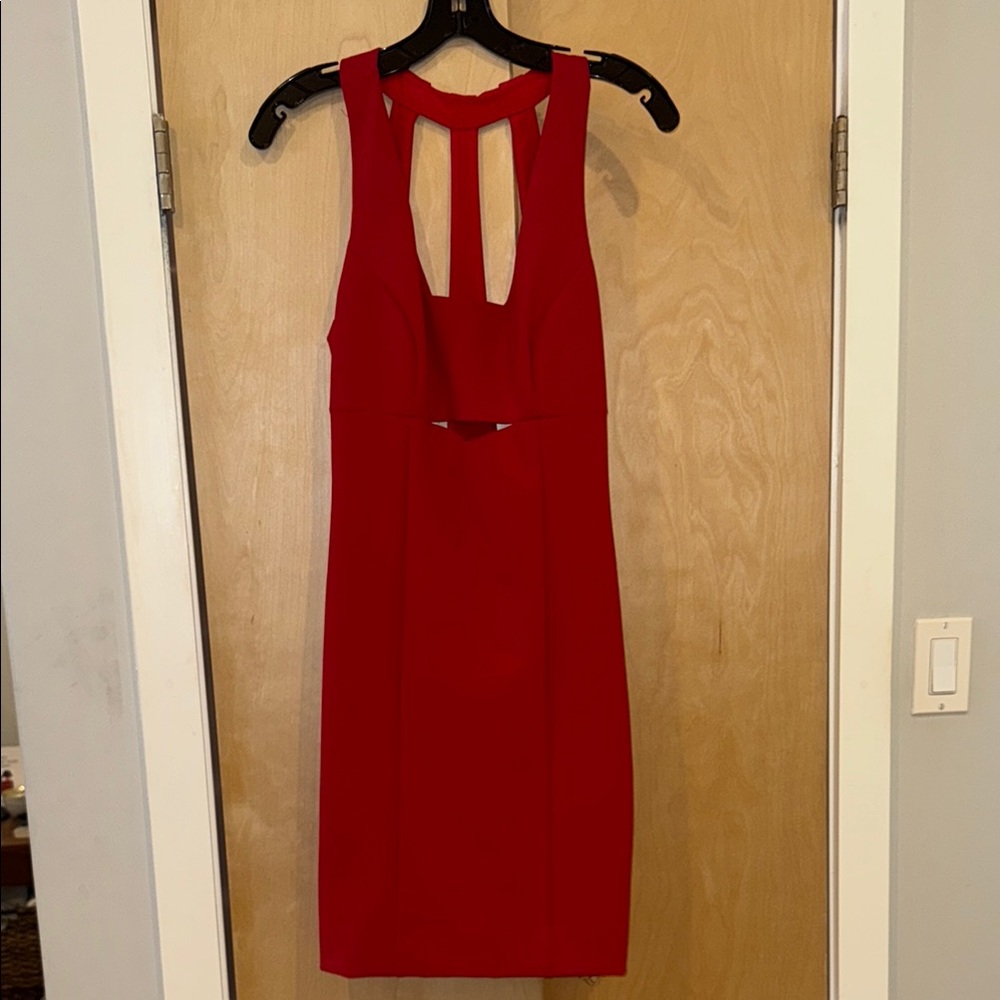 NEW with tags! Nicole Miller, Back to Back Sheath Red front cutout dress